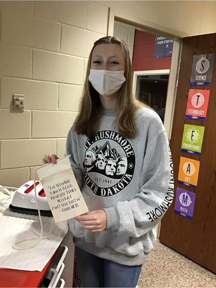 Student with Cricut project.