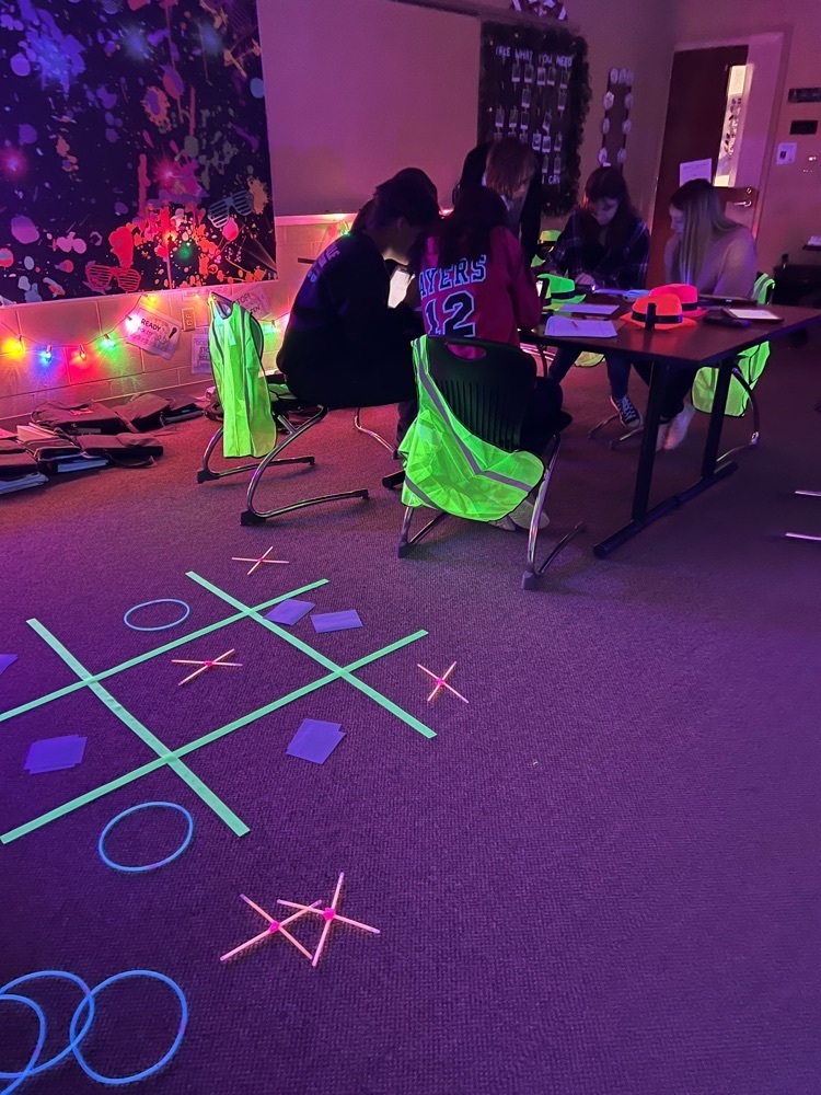 Glow day in Mrs Zachrich’s classroom reviewing system of equations and inequalities. 